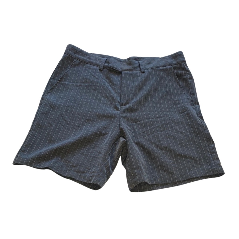 SHEIN Gray Flat Front Shorts with Subtle Pinstripes